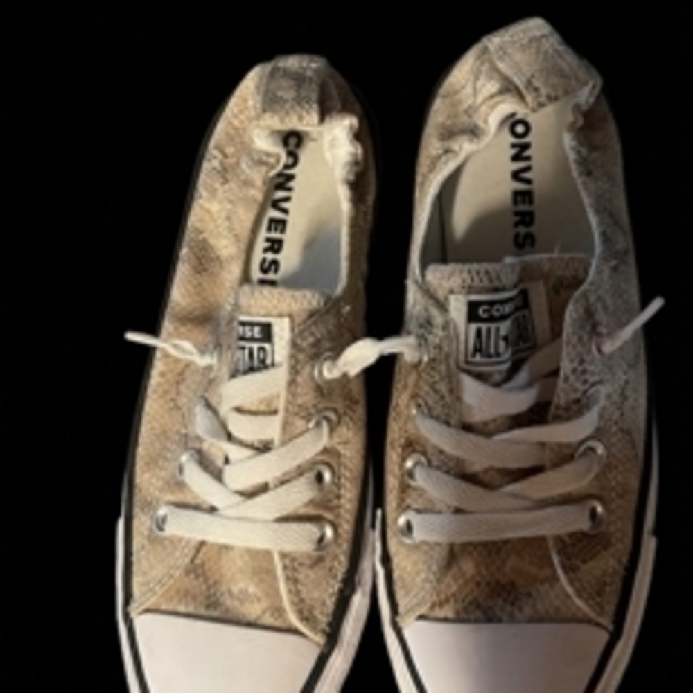 Converse Low Top Sneakers - Tan Snake Print with White Accents